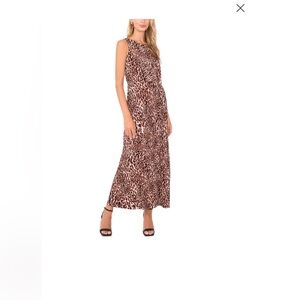 Vince Camuto Women's Crewneck Animal-Print Gathered Twist Dress